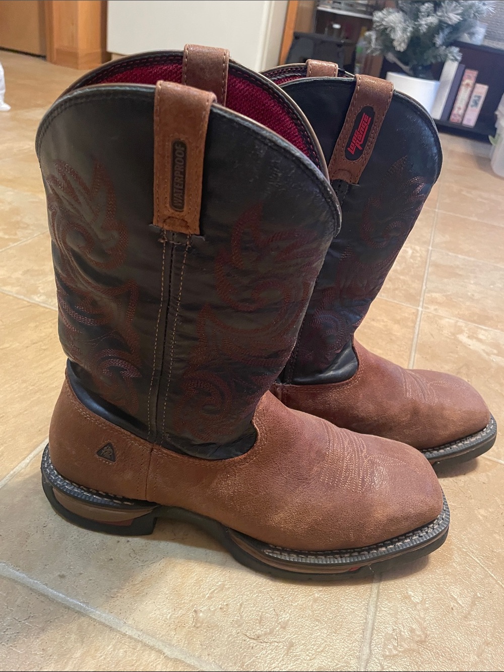 Rocky Brown and Black Men’s Cowboy Western Boots